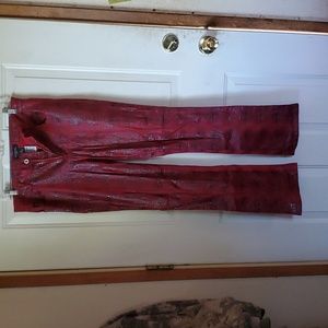 Red pleather snake print guess jeans